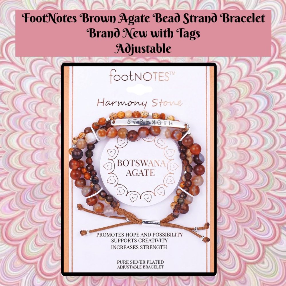 FootNotes Brown Agate Bead Strand Bracelet